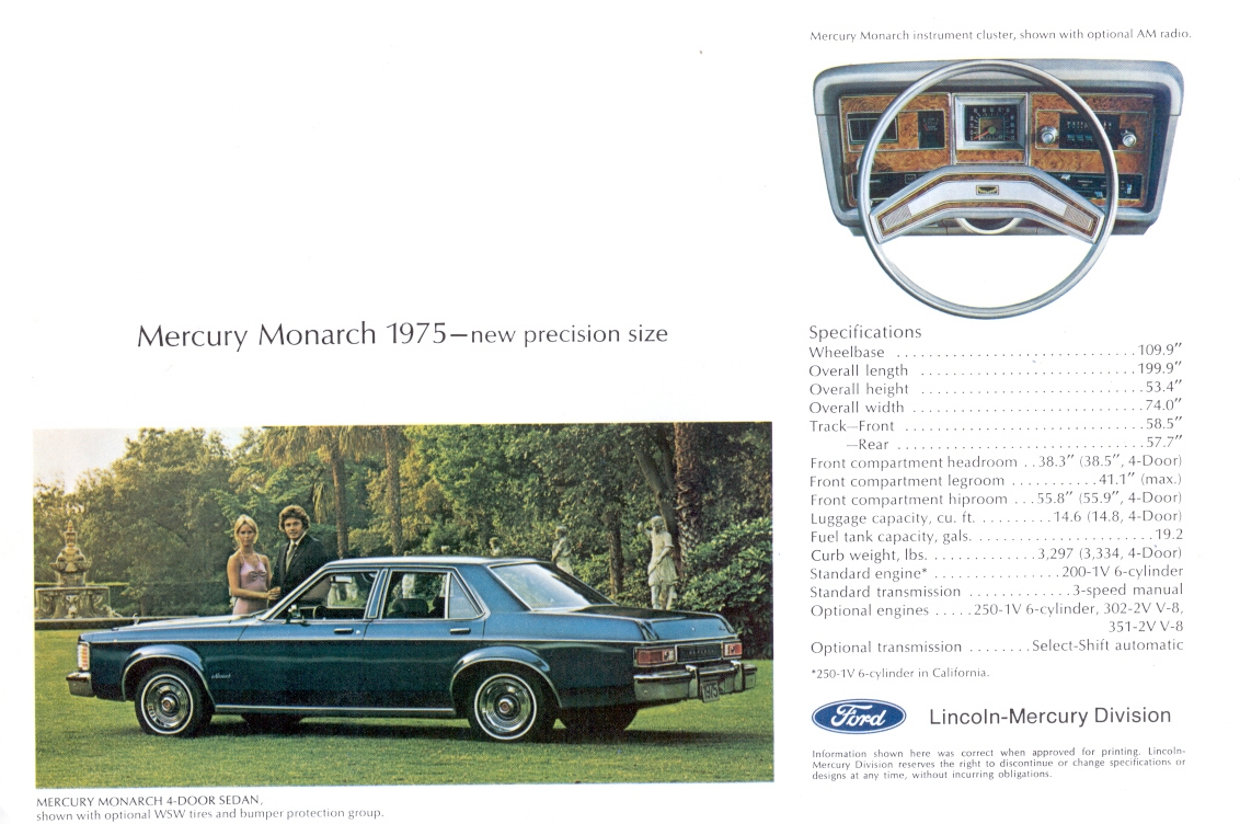 1975 Mercury Monarch Brochure Page 6